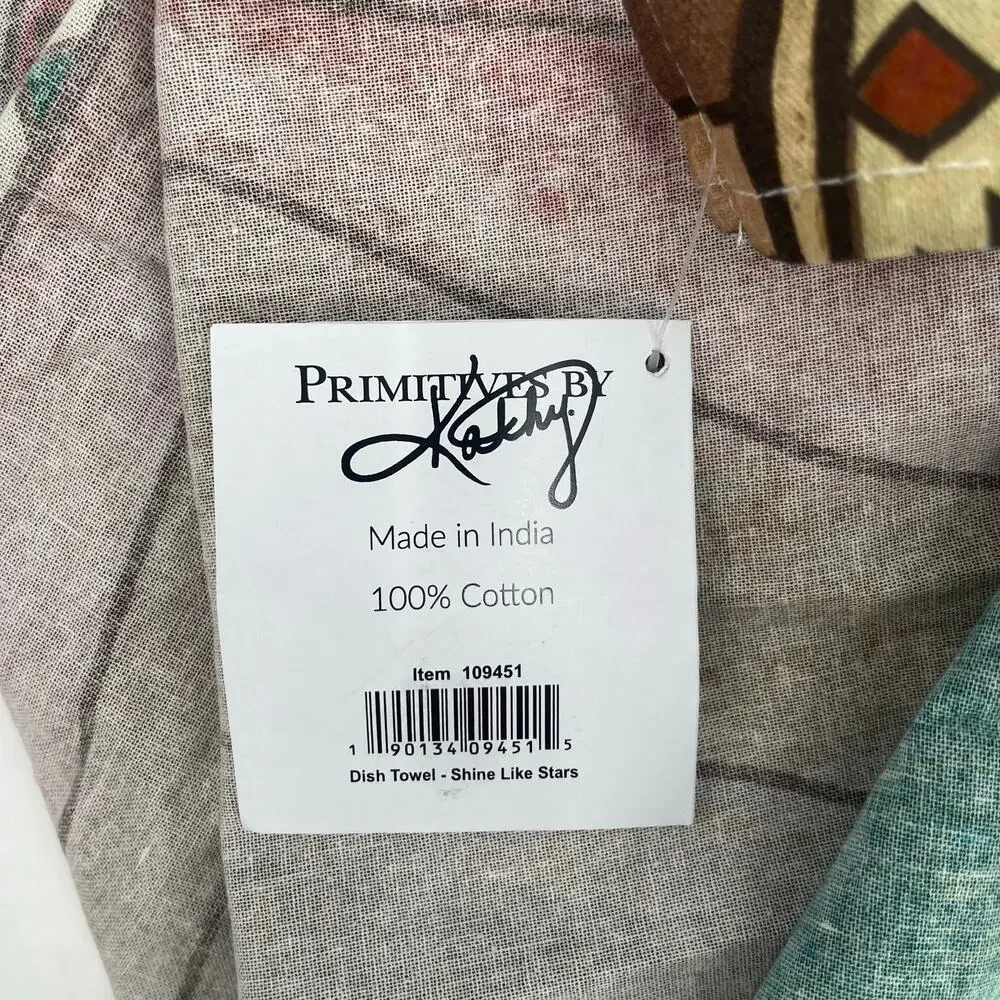 PRIMITIVES BY KATHY Desert Dish Towel Shine Like Stars 100% Cotton 18